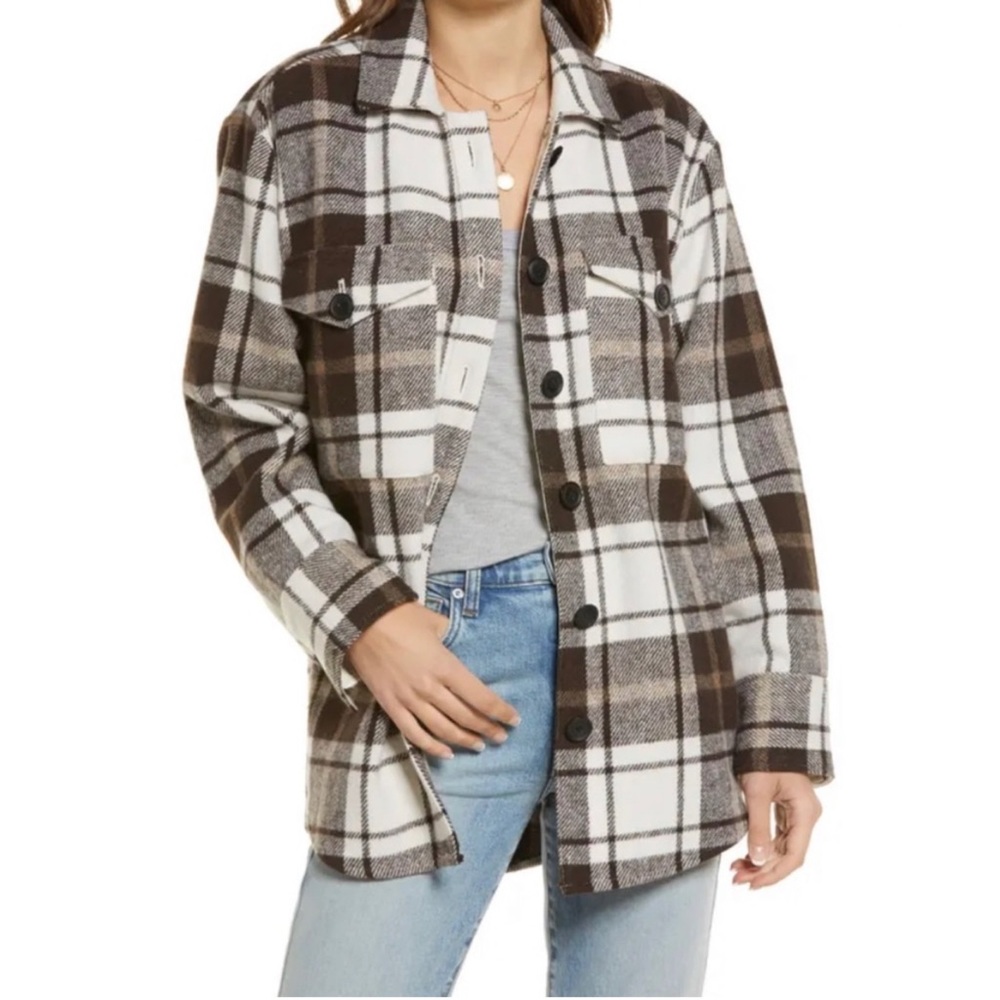 TREASURE & BOND Plaid Shirt Jacket In Brown Anna Check Size S Nordstrom